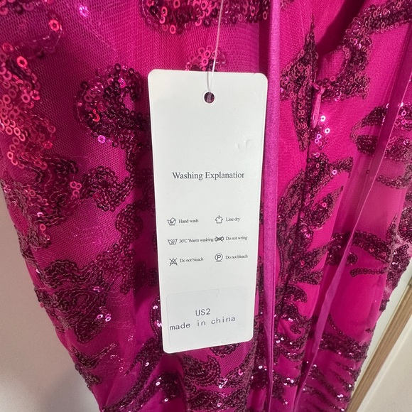 Glamorous Fuchsia Sequin Prom Dress - Picture 9 of 10